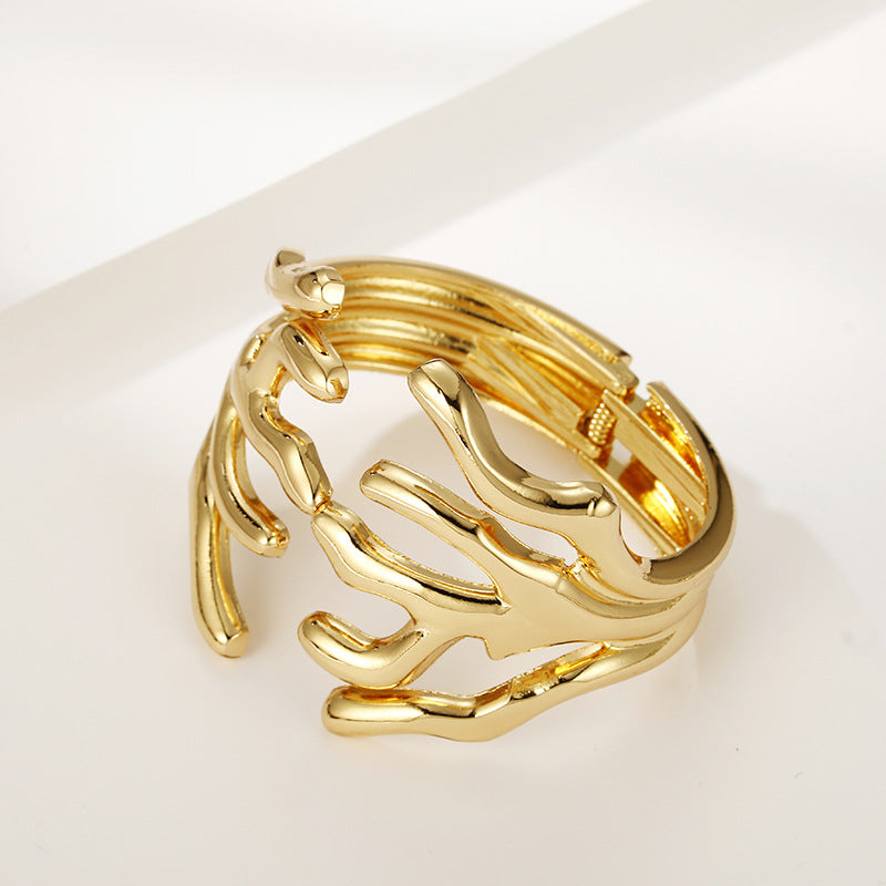 Exaggerated Gold-Plated Branch Bracelet from Vienna Verve Collection