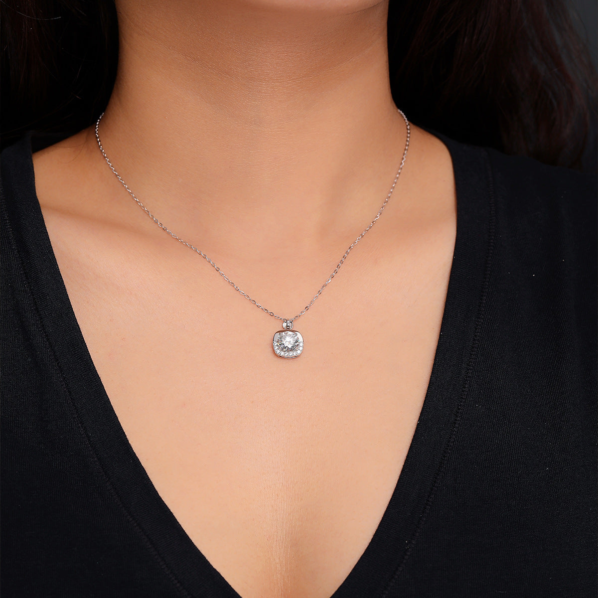 Round Mozzarella 925 Sterling Silver Women's Pendant Necklace