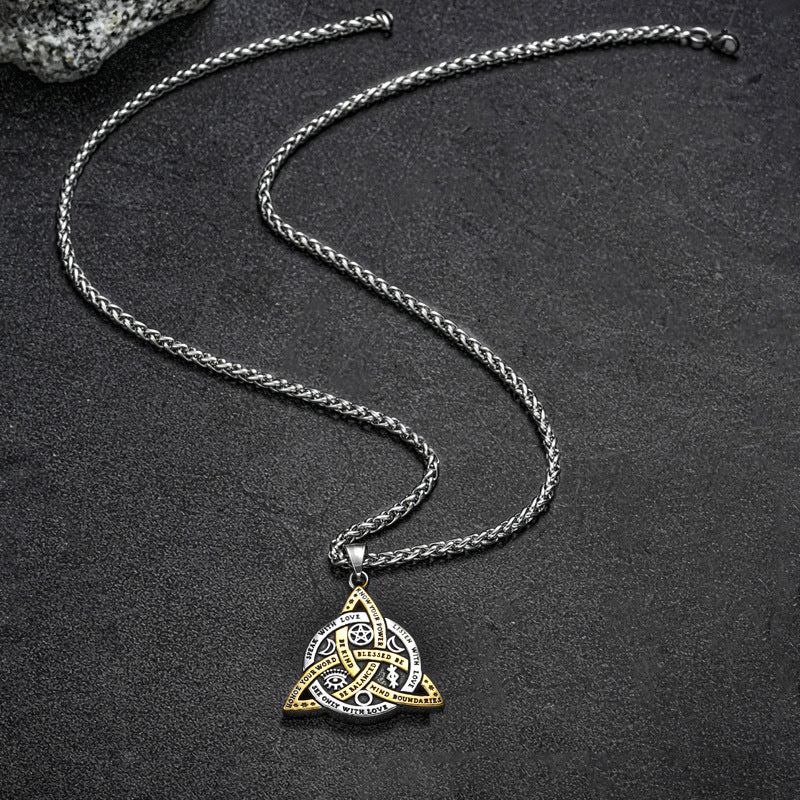 Planderful Viking Symbol Pendant For Men Bold Steel Necklace Trendy European American Fusion Jewelry
