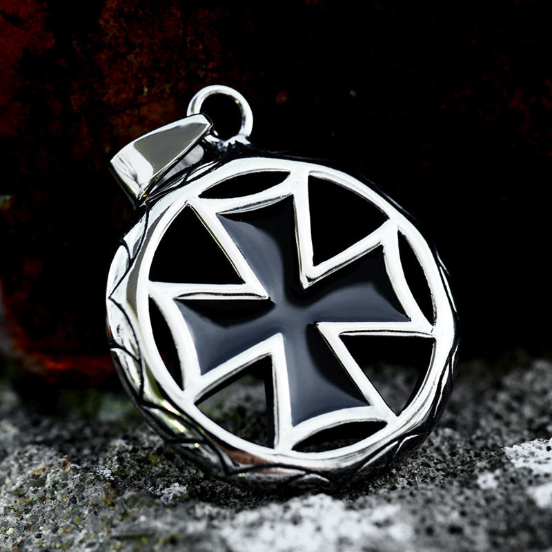 Men's Retro Titanium Steel Cross Pendant & Hollow Ring Jewelry - Wholesale Stainless Steel Collection