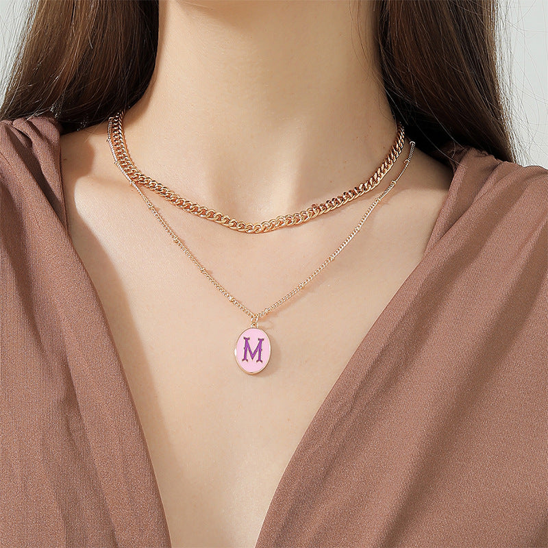Double-Layer Letter Necklace with Internet Celebrity Vibe