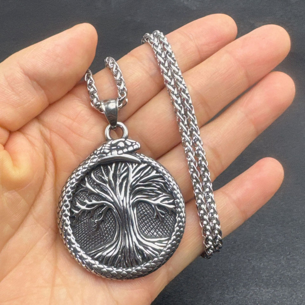 1. Planderful Tree of Life Pendant Stainless Steel Necklace For Men Punk Viking Style Gift