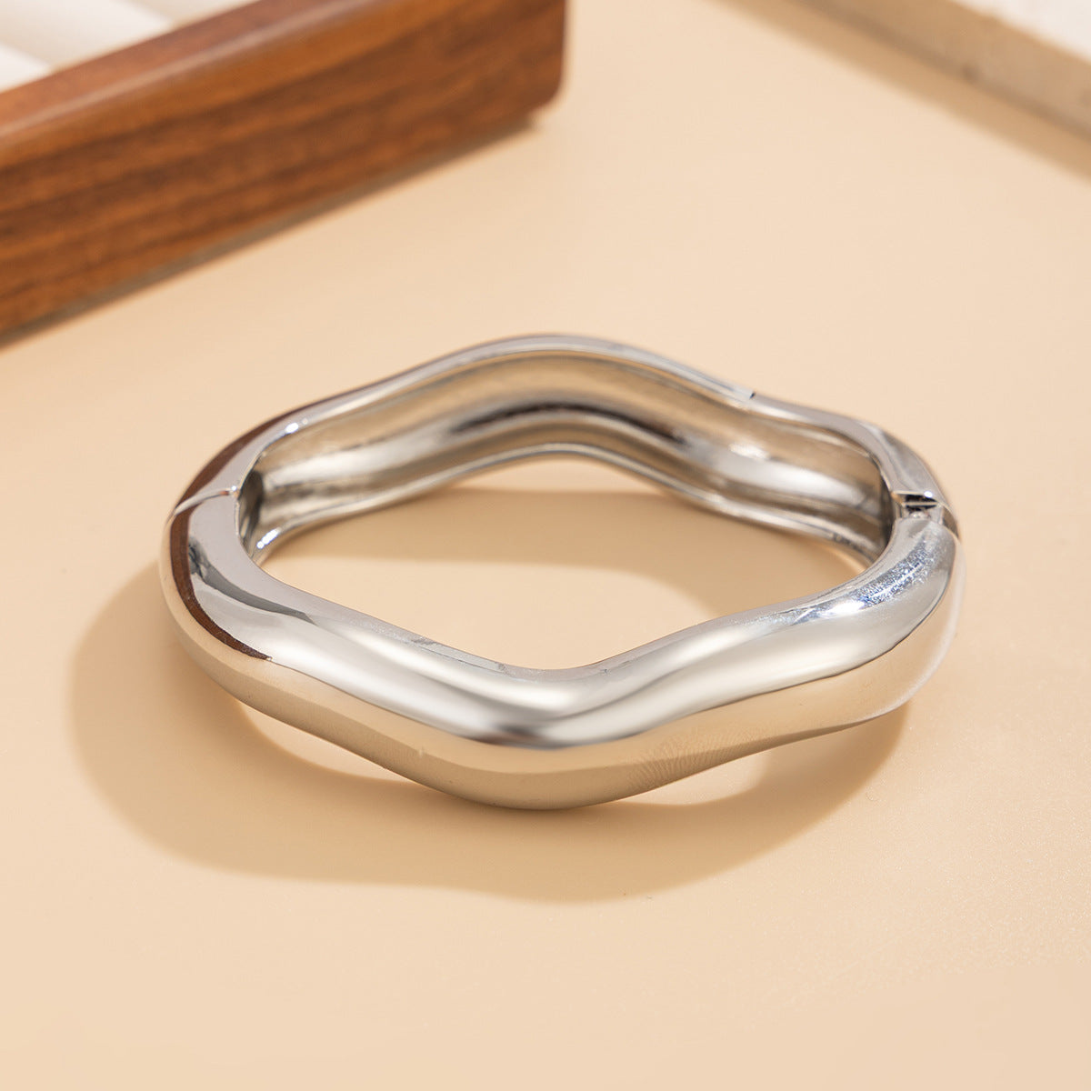 Planderful Vienna Verve Bold Statement Wide Face Bracelet For Women Exaggerated Three Dimensional Striped Design