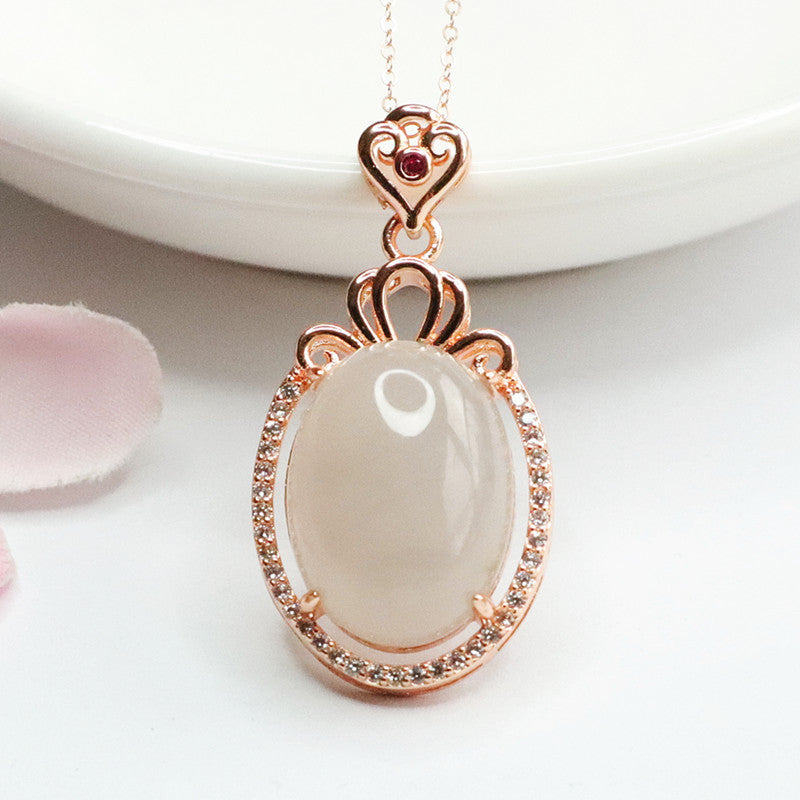 Planderful Collection Fortune's Favor Hetian Jade Zircon Sterling Silver Necklace
