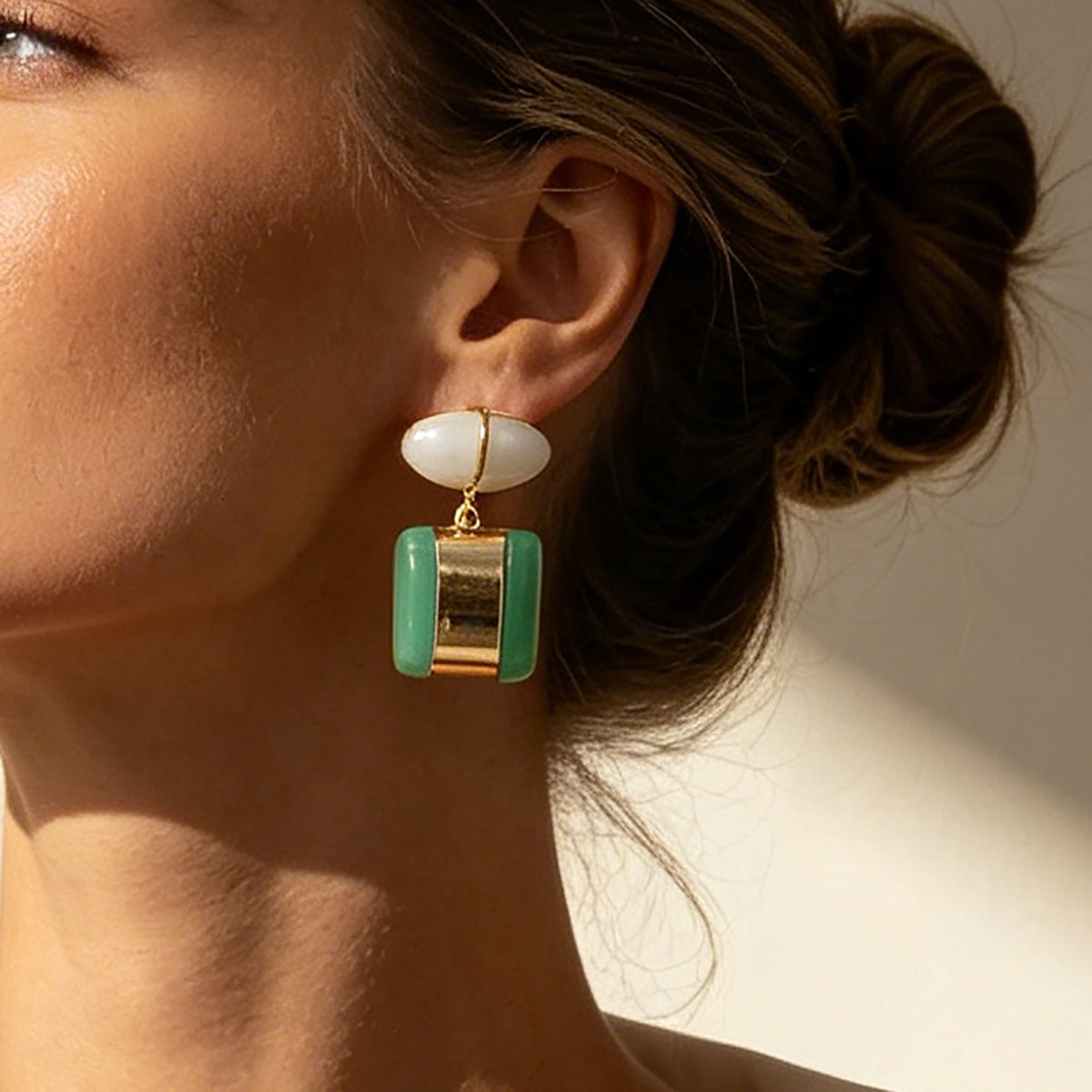 Planderful Geometric Resin Stud Earrings Square Design Handmade Statement Jewelry For Women