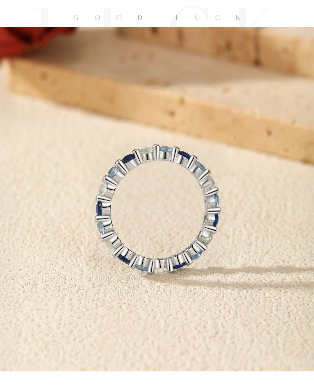 925 Sterling Silver Gradient Blue Zircon Band