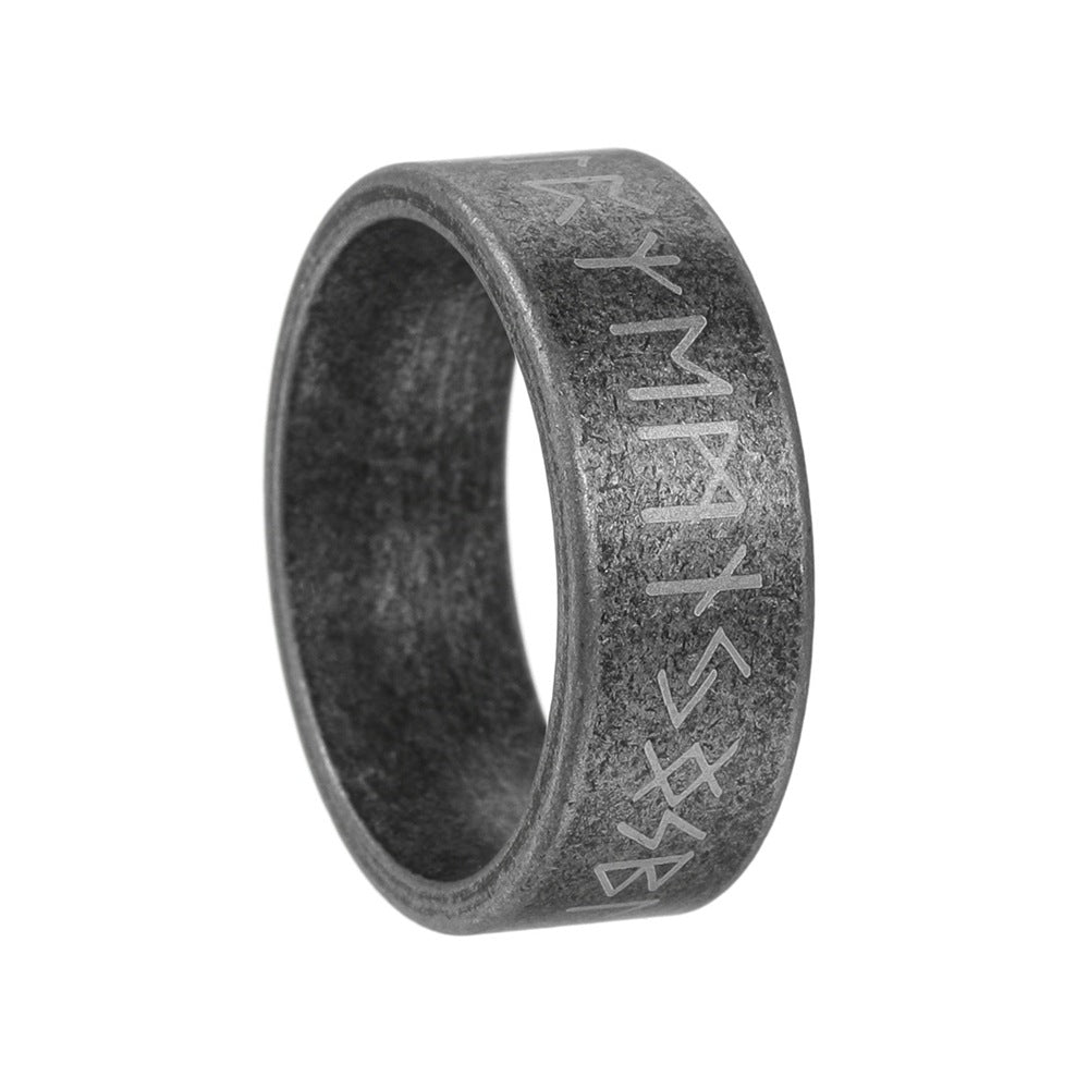Viking Rune Ring By Planderful Titanium Steel Nordic Old Silver Design Unisex Protection Symbol Retro Jewelry
