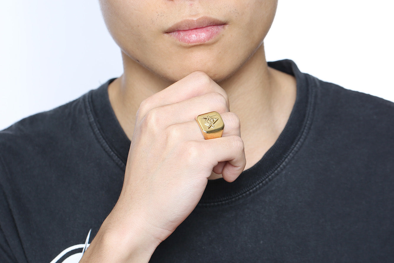 New Product Launch Stainless Steel Freemason Ring Gold Ring