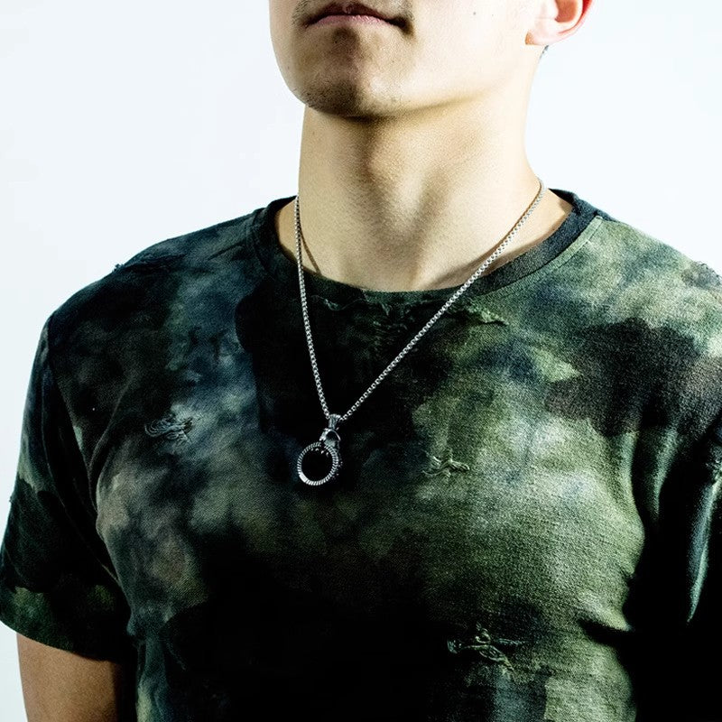 Planderful Jewelry Skeleton Hand Necklace Stainless Steel Gothic Pendant For Men And Women