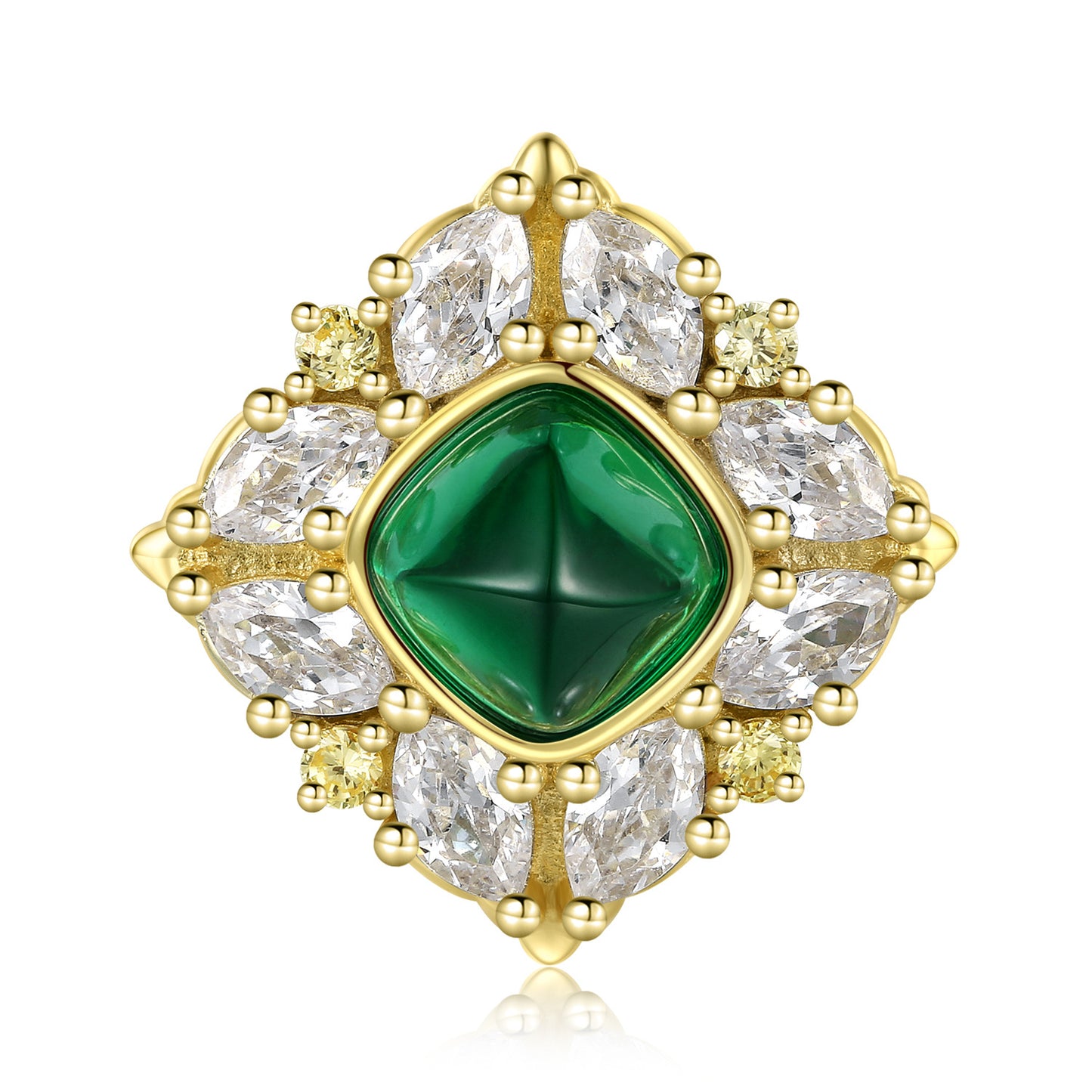 Green Nanometer Stone Marquise Shape Zircon Square Sterling Silver Necklace