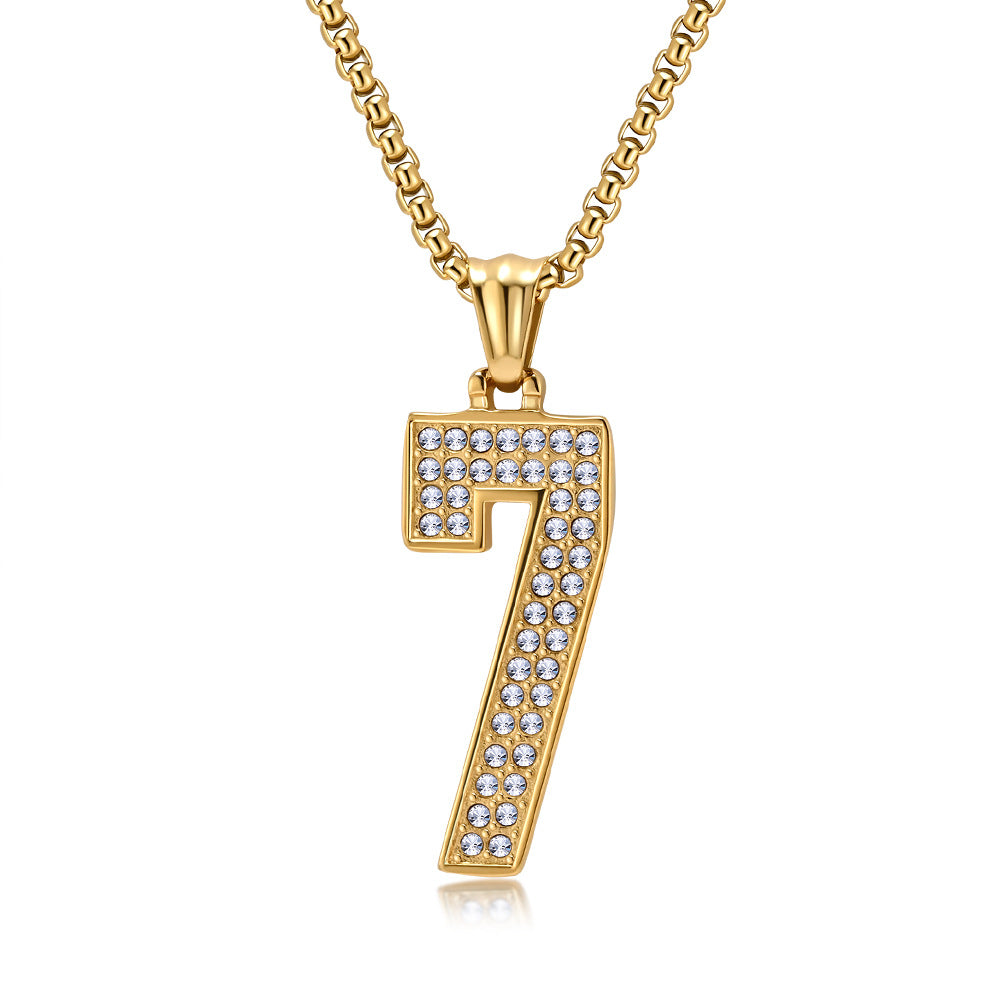 Planderful World Cup Jersey Number Necklace Stainless Steel With Zircon Pendant For Sports Fans