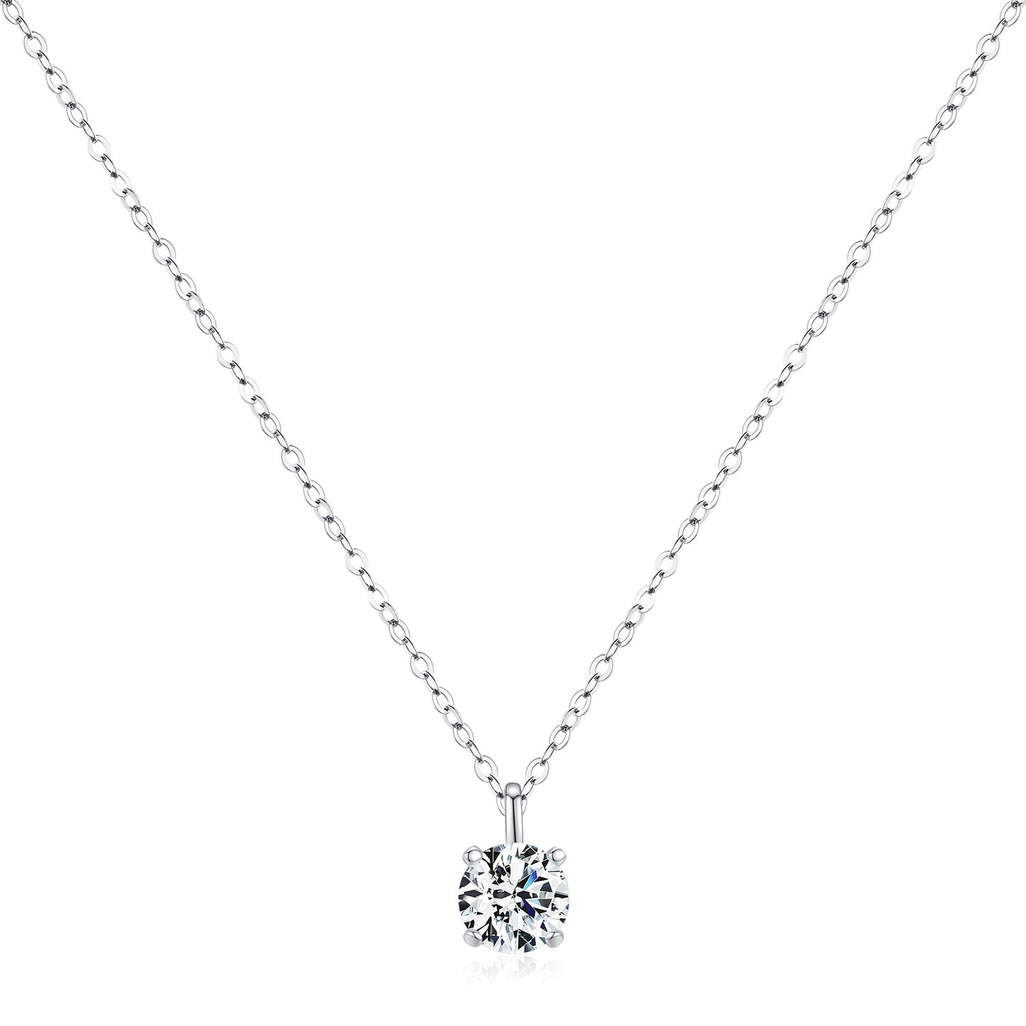 Moissanite Sparkling 1 Carat Sterling Silver Necklace for Women - Elegant and Versatile