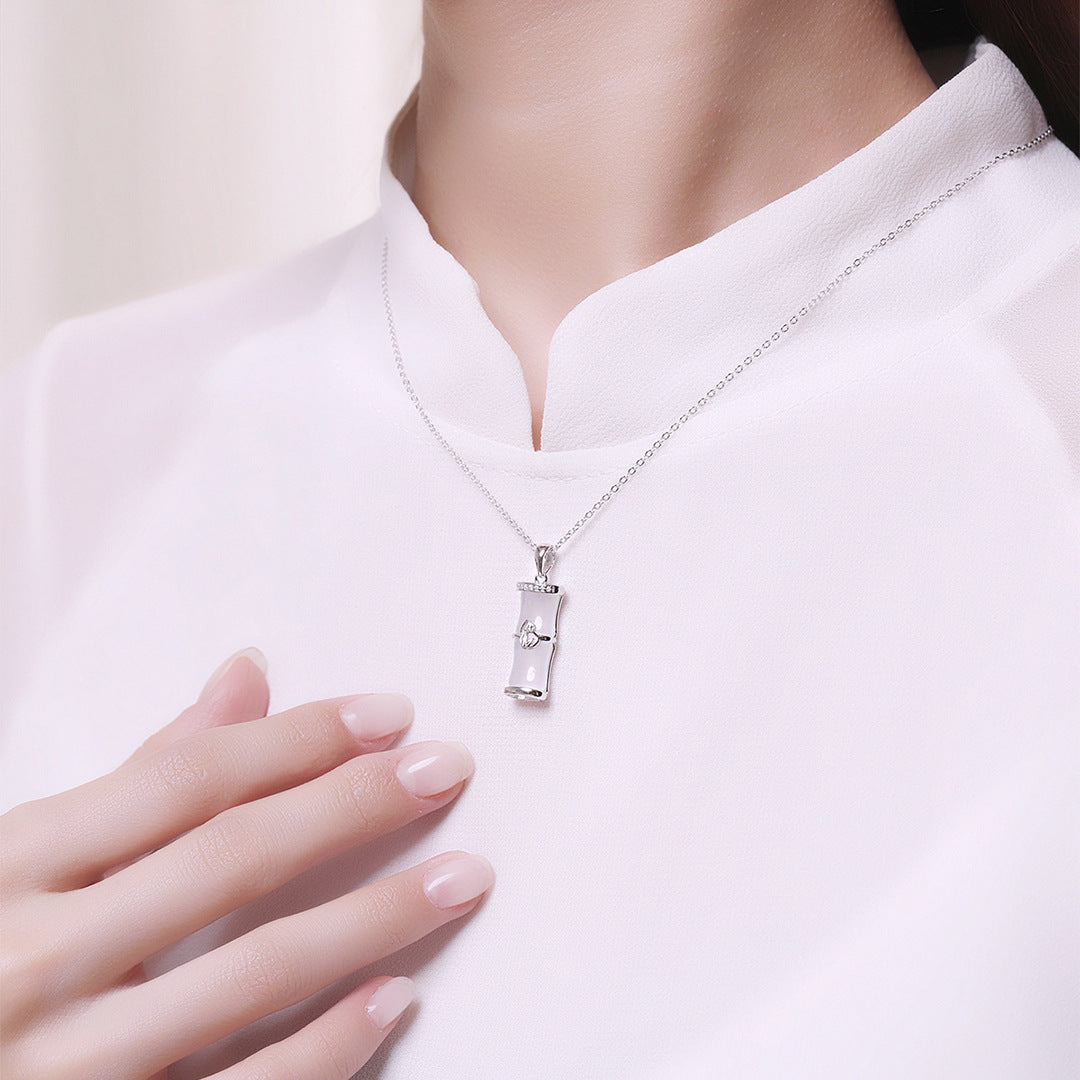 Sterling Silver Bamboo Leaf Necklace