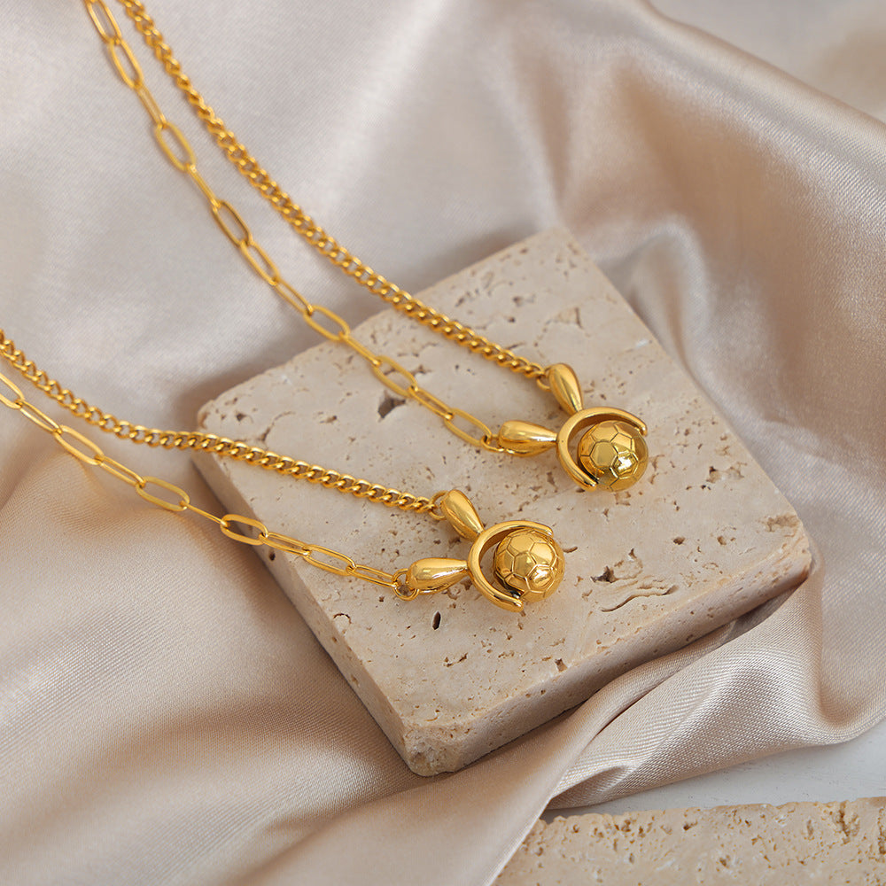 Ultimate Luxe Football Rabbit Gold Necklace for Women - Minimalist Design