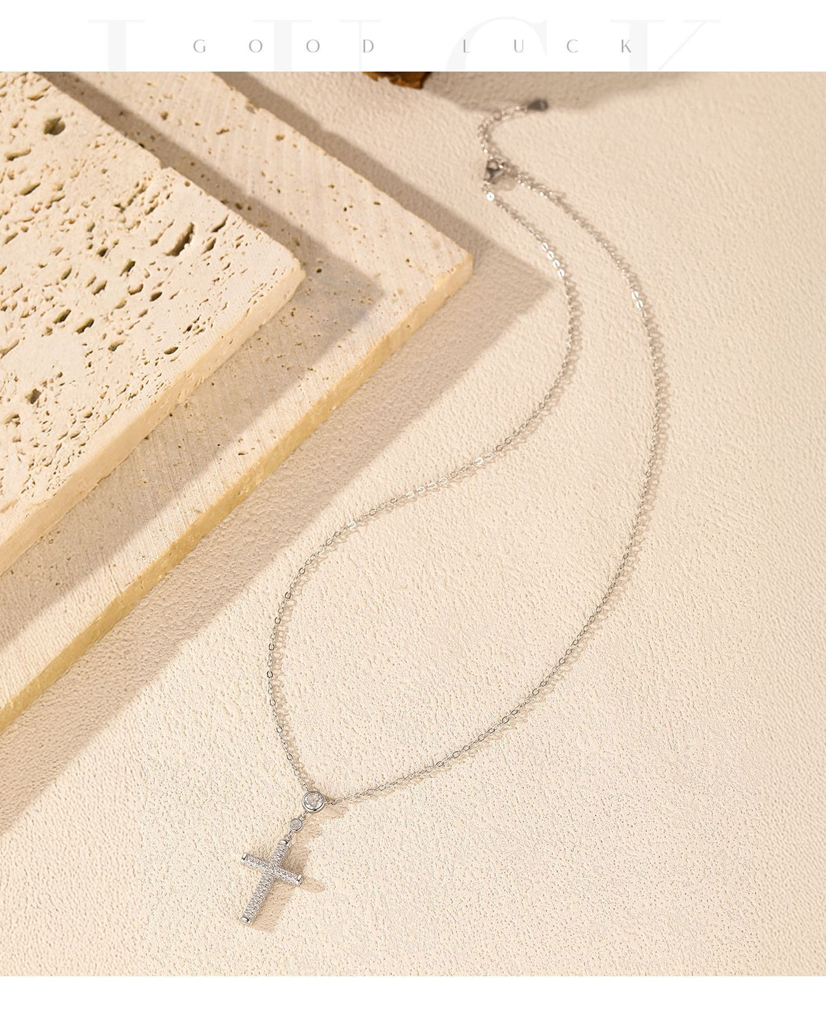 925 Sterling Silver Cross Zircon Necklace