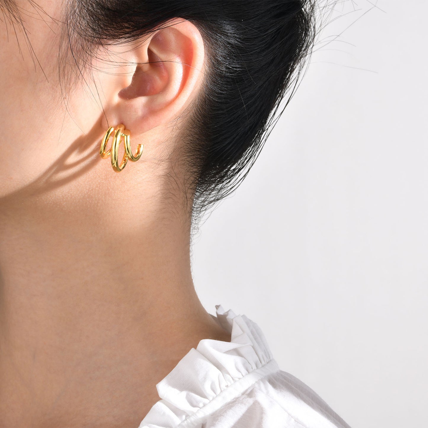 European And American Jewelry Copper Three-Ring Earrings Set