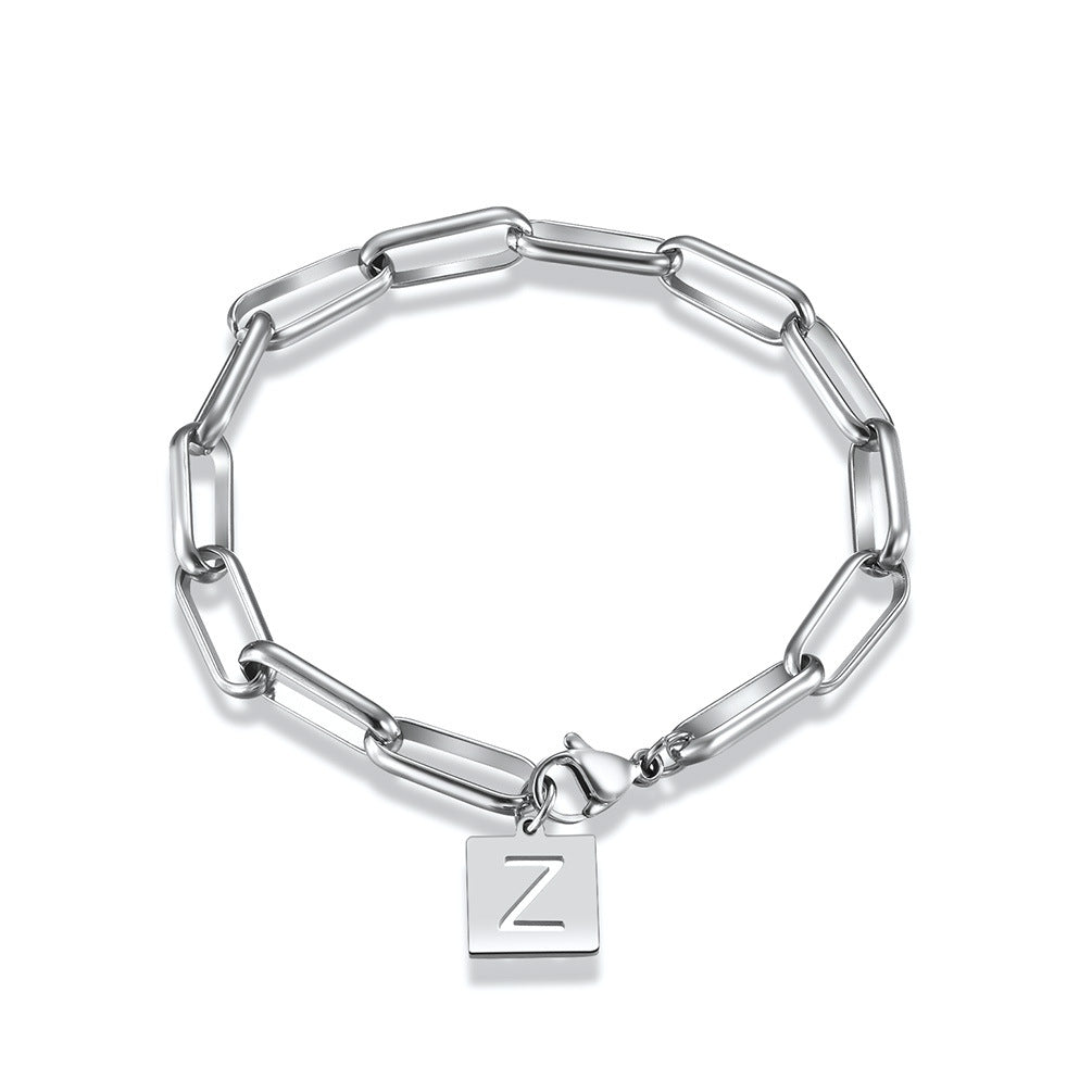 Cross-Border E-Commerce Supply Simple Letter Titanium Bracelet
