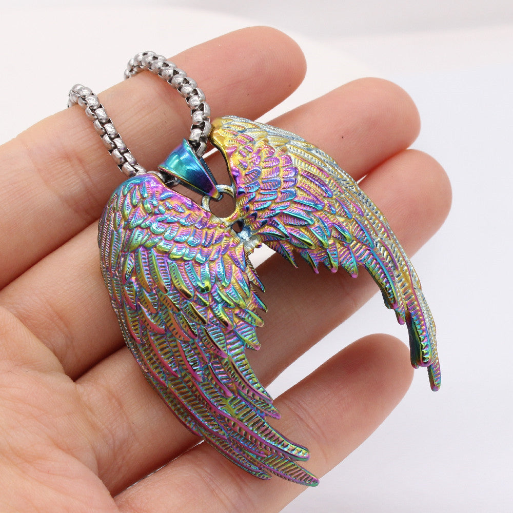 Fallen Angel Wings Pendant Titanium Steel Unisex Jewelry By Planderful For Men And Women Protection Symbol