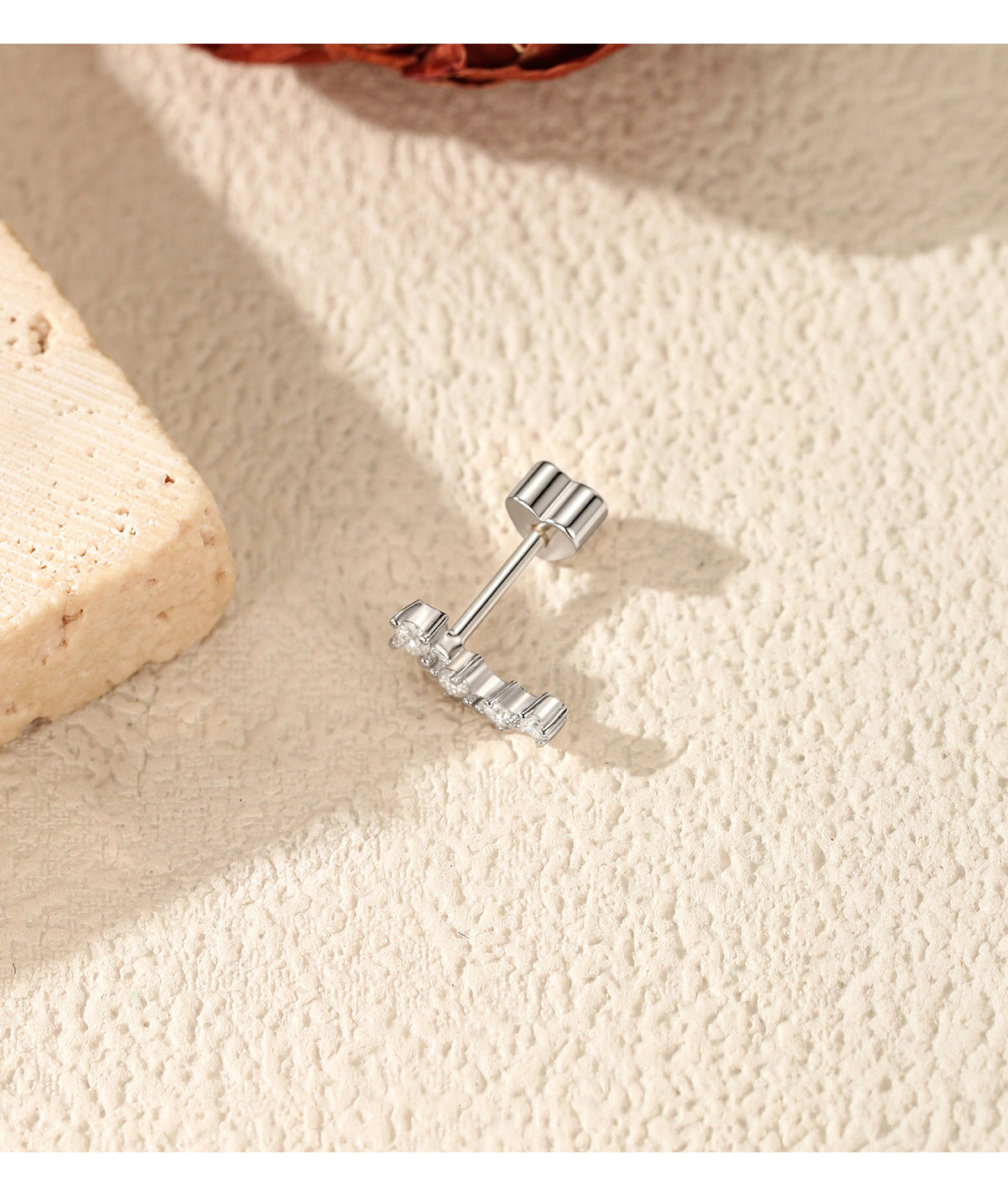 925 Sterling Silver Heart Moissanite Ear Cartilage Stud