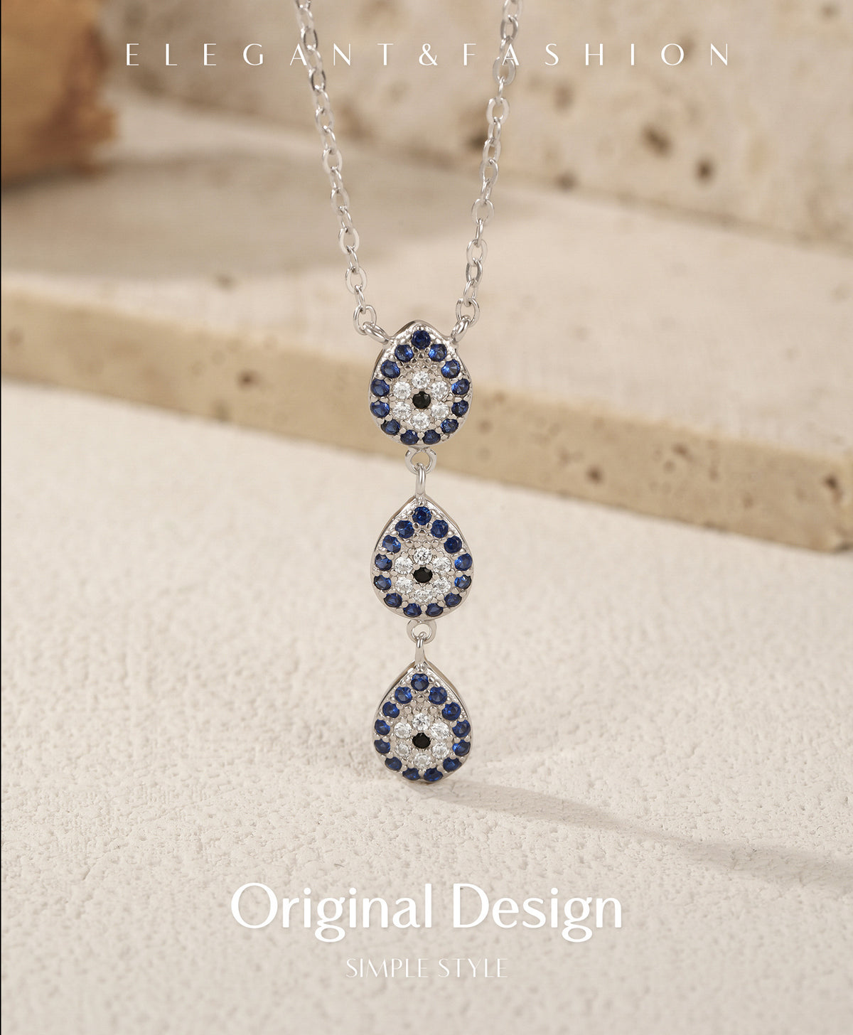 925 Sterling Silver Y-Shape Zircon Necklace