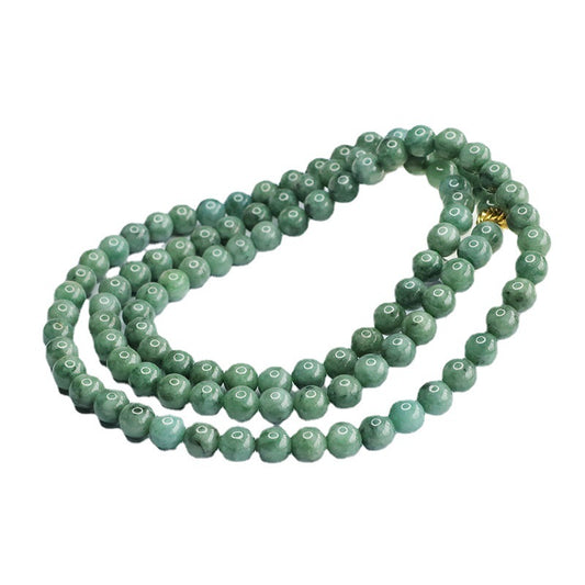 Natural Jade Necklace Full of Green Beads Sweater Chain Jade Beads