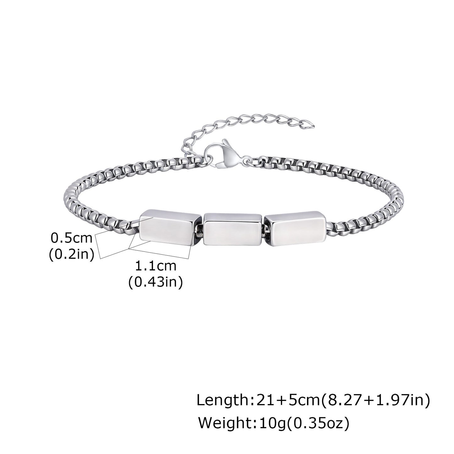 Planderful Stainless Steel Square Chain Bracelet For Men