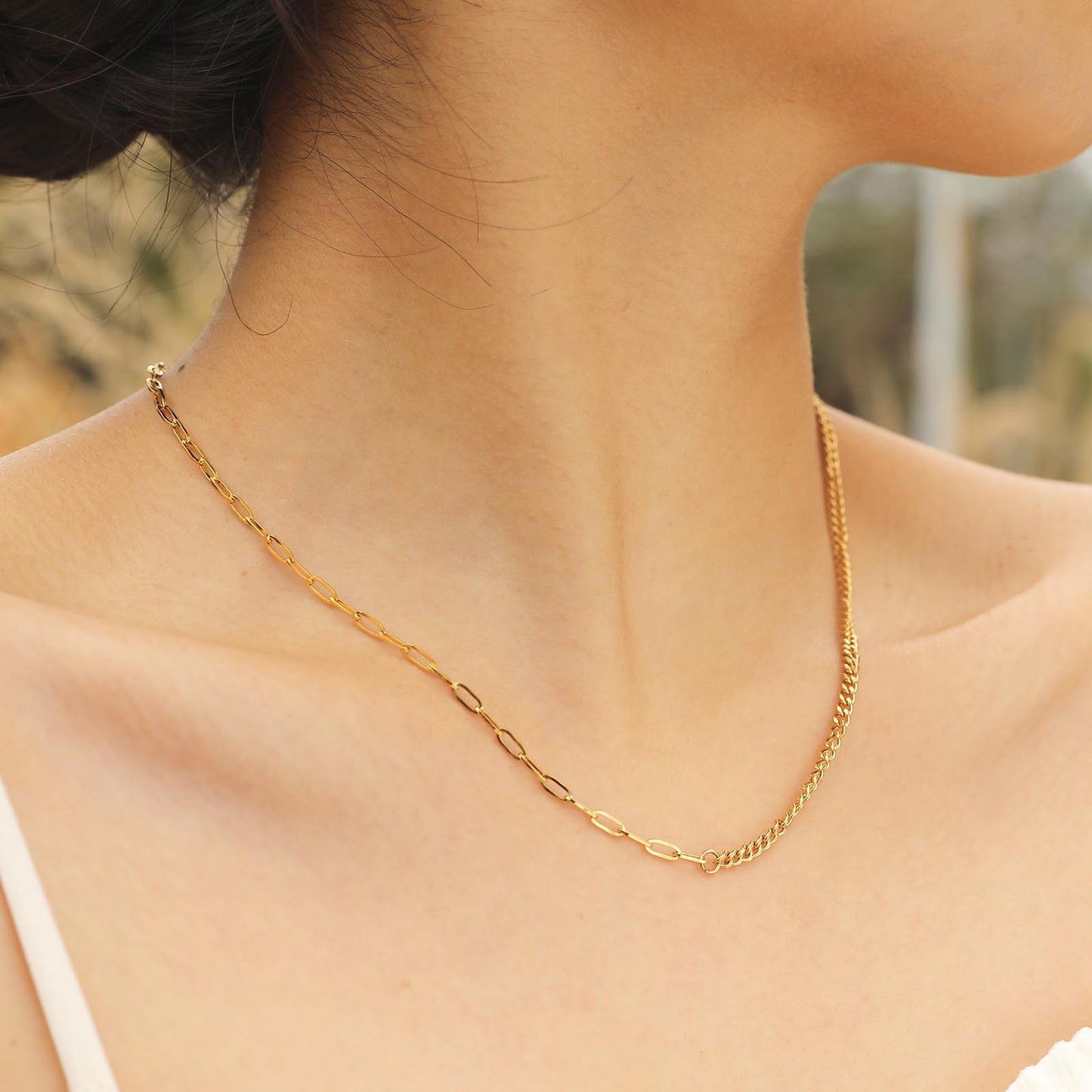 Necklaces Stainless Steel Splicing 18K Gold Necklace Jewelry