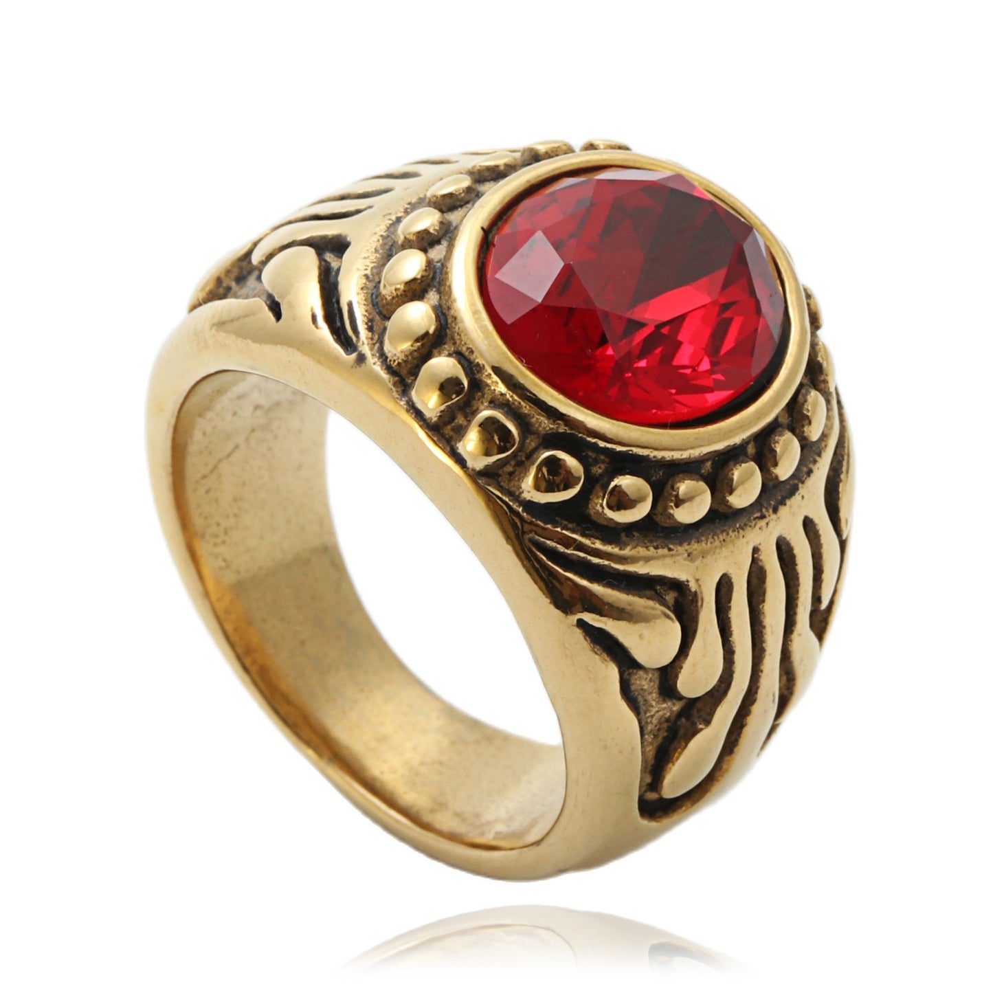 Titanium Steel Multi-Color Gemstone Eagle Ring for Men - Retro Punk Trendy Design