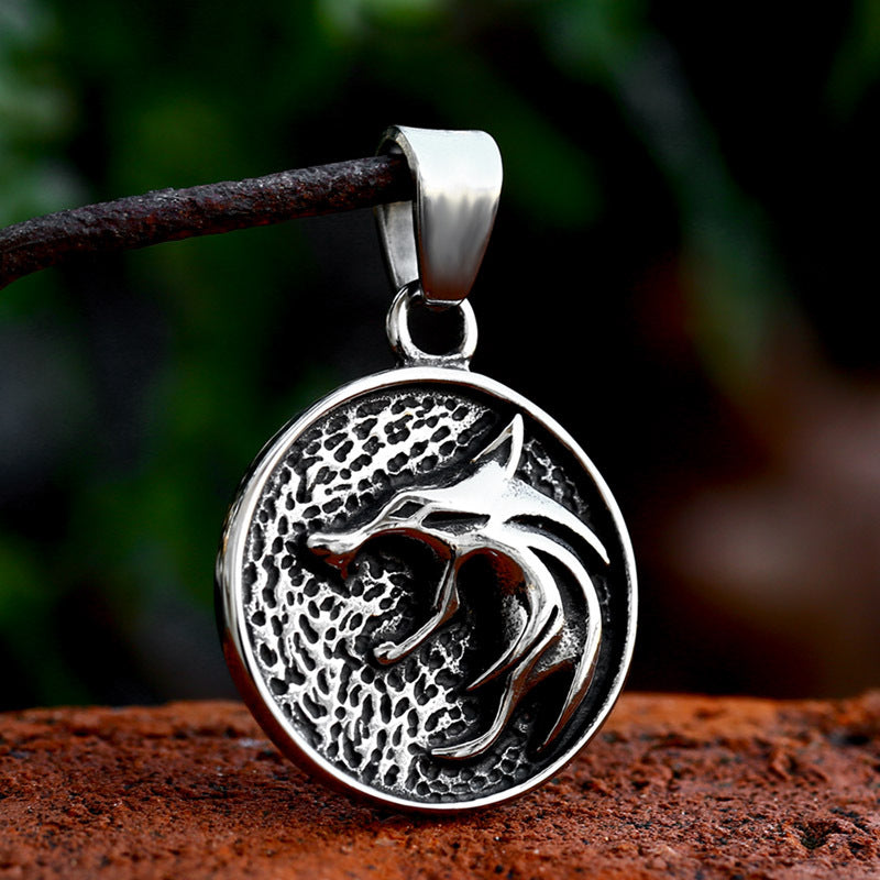 Titanium Steel Wolf Head Pendant - Trendy Punk Hip-Hop Accessory for Men