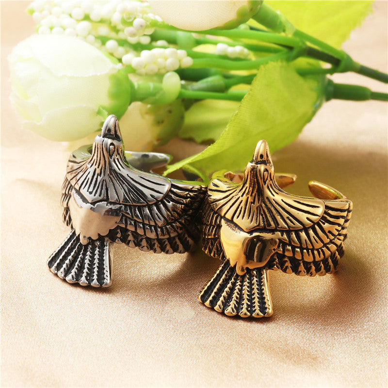 Titanium Steel Retro Eagle Ring for Men - Trendy American and European Jewelry Accessories