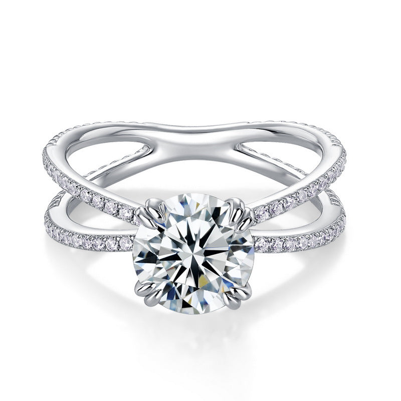Moissanite Cross Four-Prong Ring