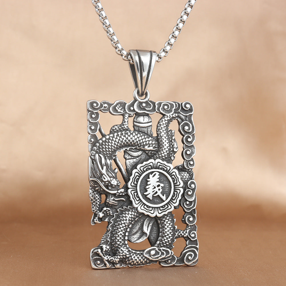 European And American Stainless Steel Hollow Square Pendant