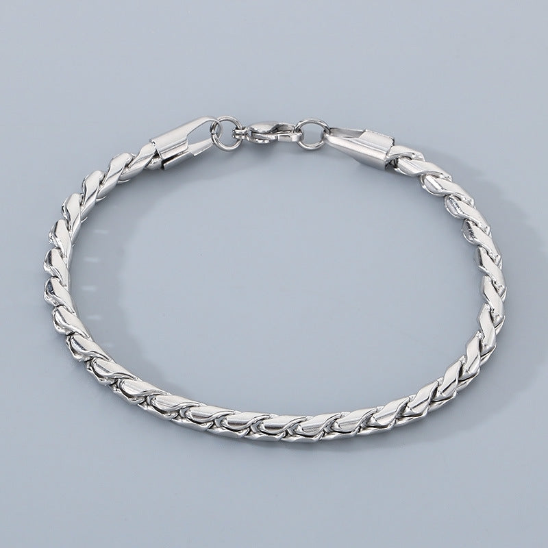 Planderful Mens INS Style S Shaped Stainless Steel Bracelet