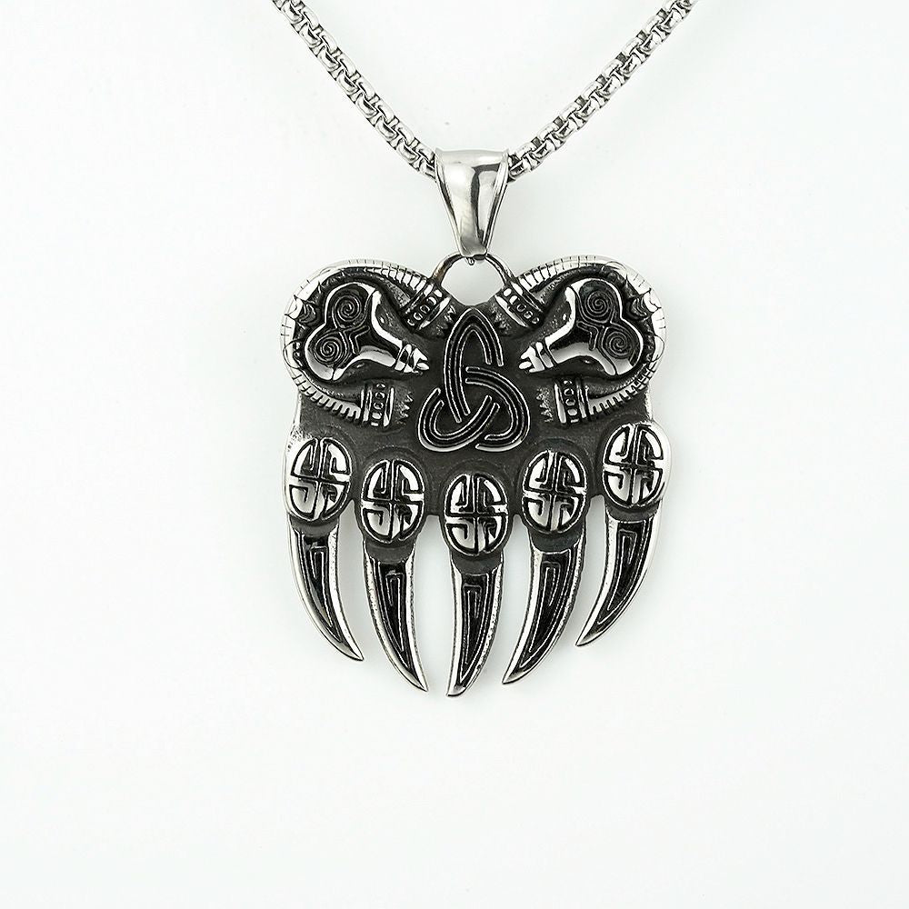 Vintage Nordic Men's Stainless Steel Viking Pendant Necklace