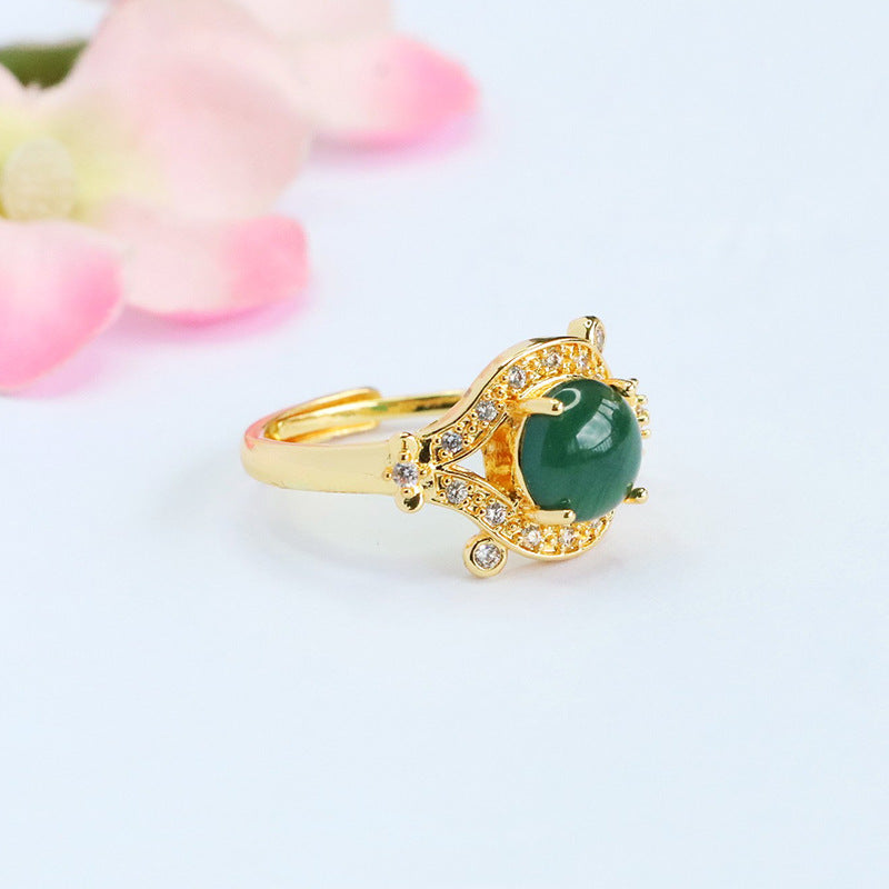 Blue Water Jadeite Dewdrop Ring