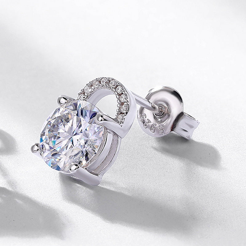 S925 Sterling Silver Moissanite Geometric Stud Earrings