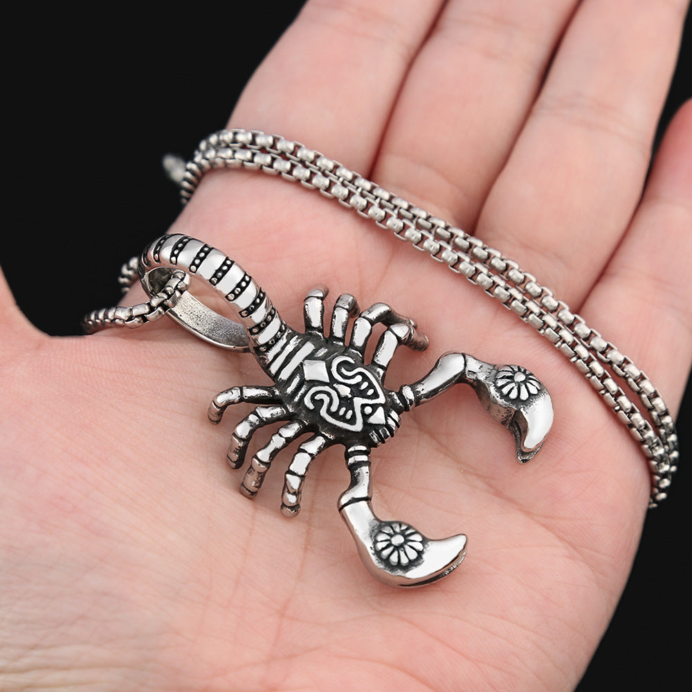 Gothic Retro Scorpion Men's Pendant Necklace in Titanium Steel