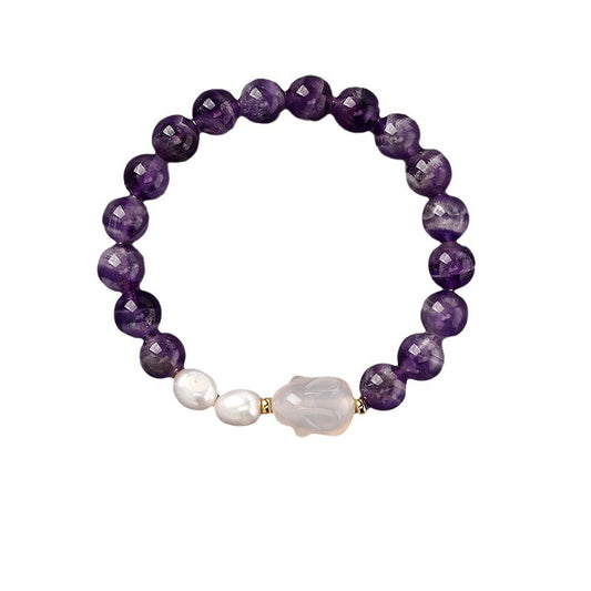 Amethyst and Lavender Crystal Sterling Silver Bracelet for Women's Handmade Jewelry