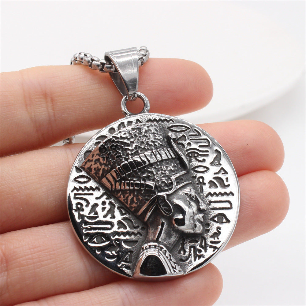 Planderful Everyday Genie – European and American Personalized Retro Egyptian Pharaoh Men's Titanium Steel Pendant