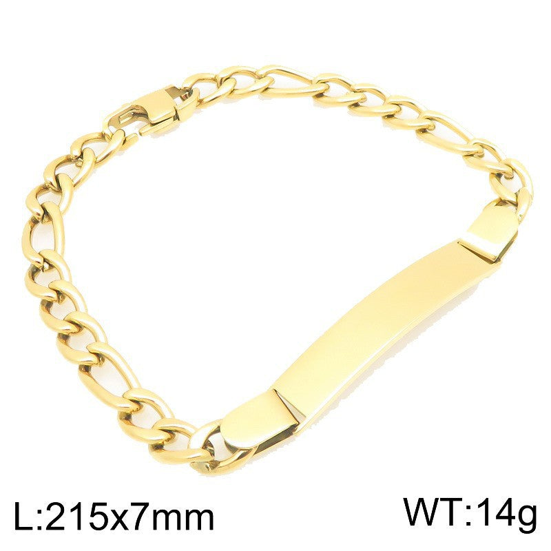 Stainless Steel Figaro Chain Bend Bracelet Nk Chain Cuban Chain Couple