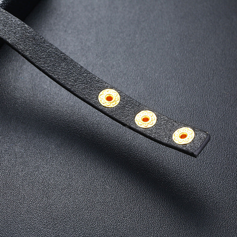 Jewelry Titanium Steel Corroded Chicken Soup Text Bracelet Adjustable for Men