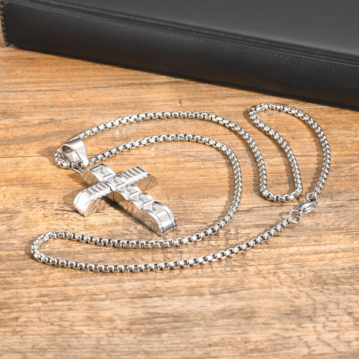 Cross Zircon Stainless Steel Necklace for Men