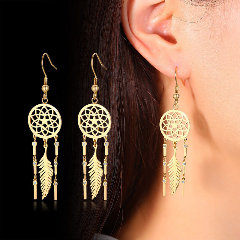 Amazon Wish Earrings Stainless Steel Dream Catcher Tassel