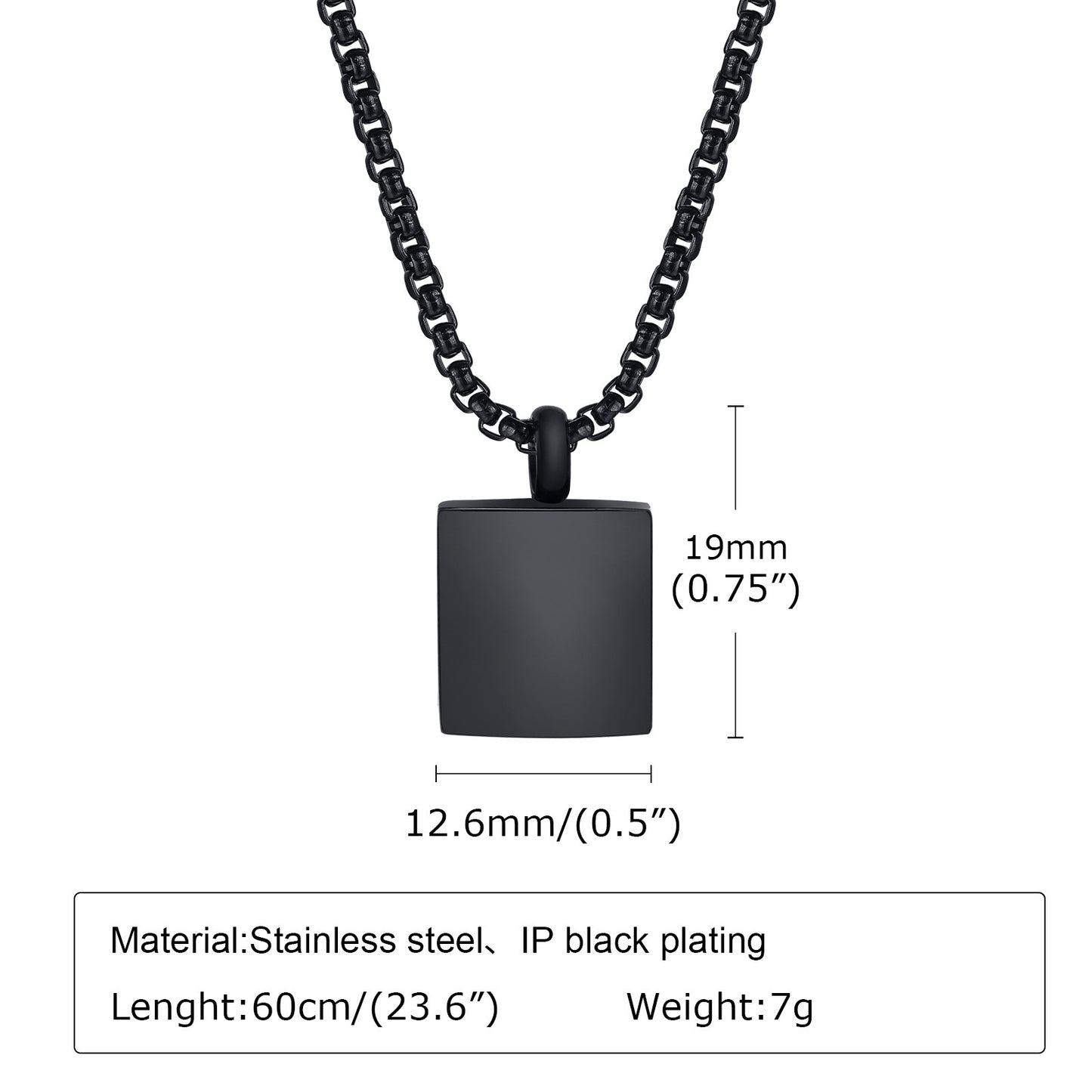 Stainless Steel Simple Small Square Surface Light Pendant for Men