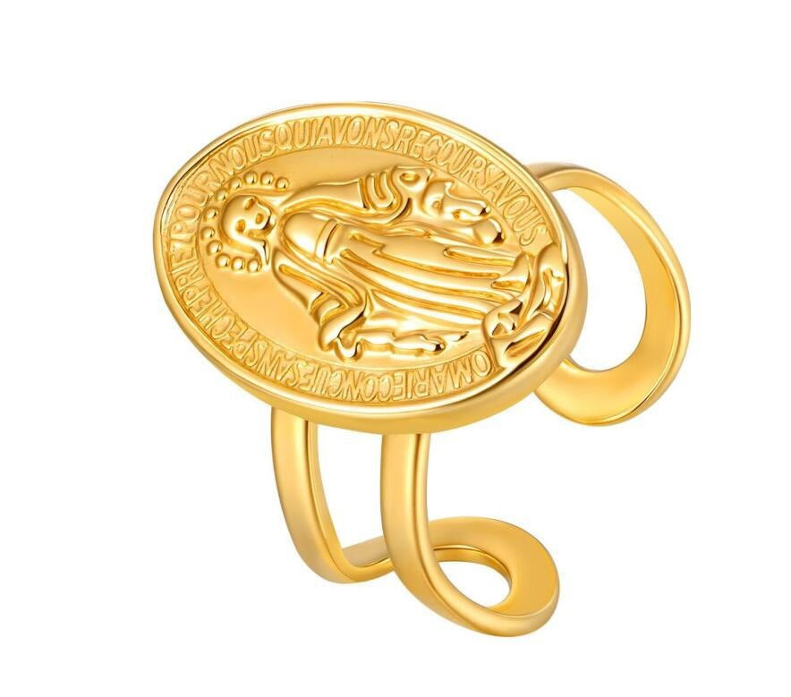 Stainless Steel Design Zircon Oval Shape Ring