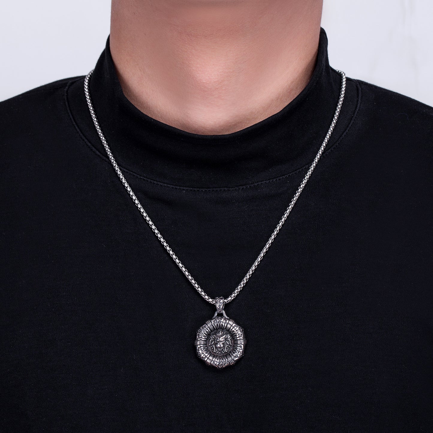 Stainless Steel Necklace - Statement Angry Lion Pendant