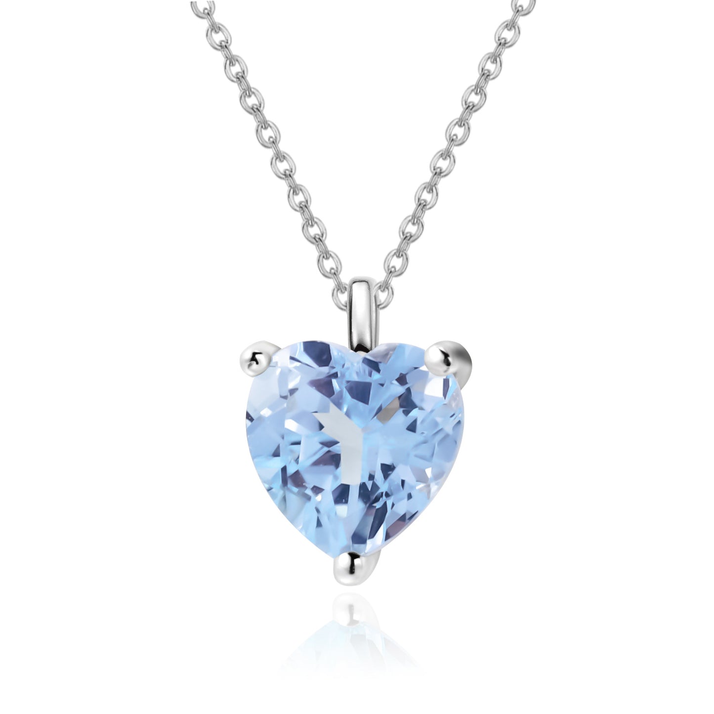 Solitaire Heart Shape Natural Gemstone Pendant Silver Necklace