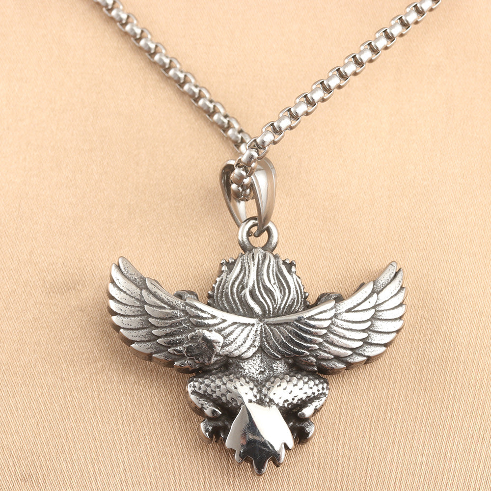 European And American Stainless Steel Owl Pendant Necklace
