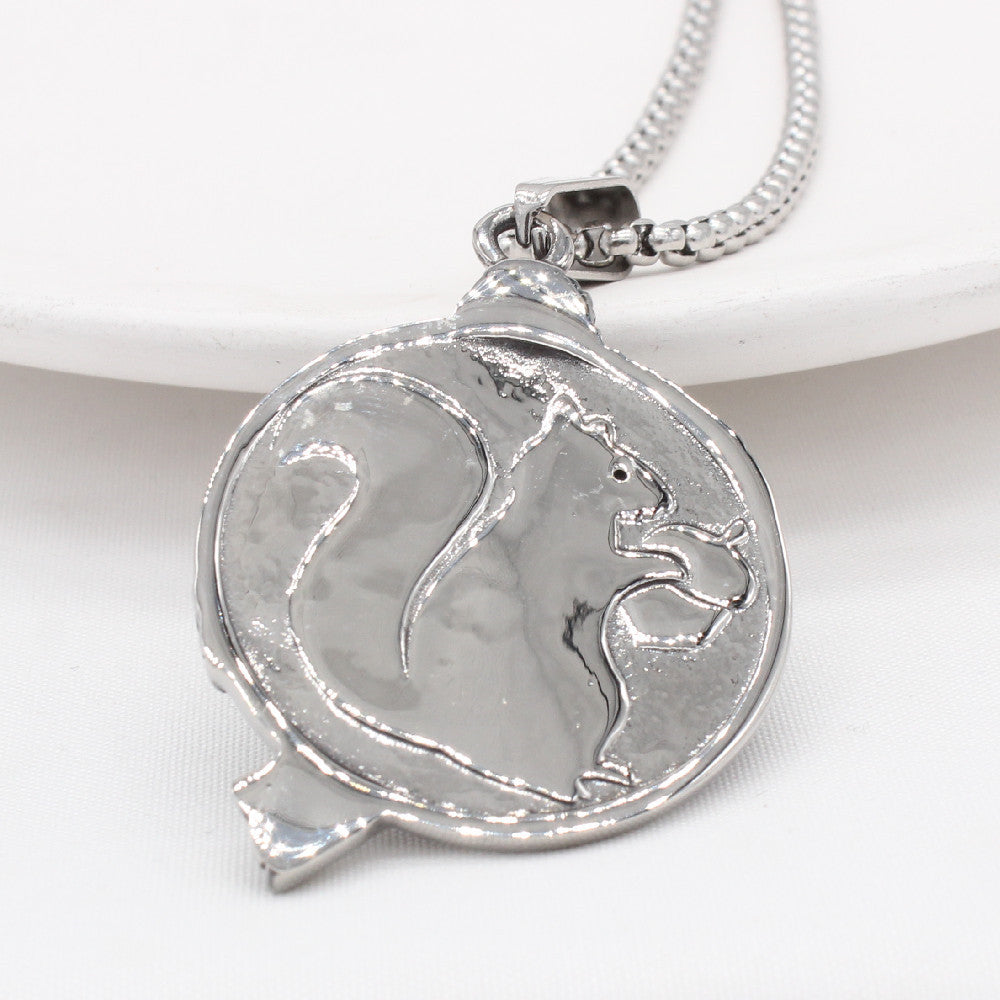 Retro Titanium Steel Pendant for Men - Simple European and American Squirrel Design