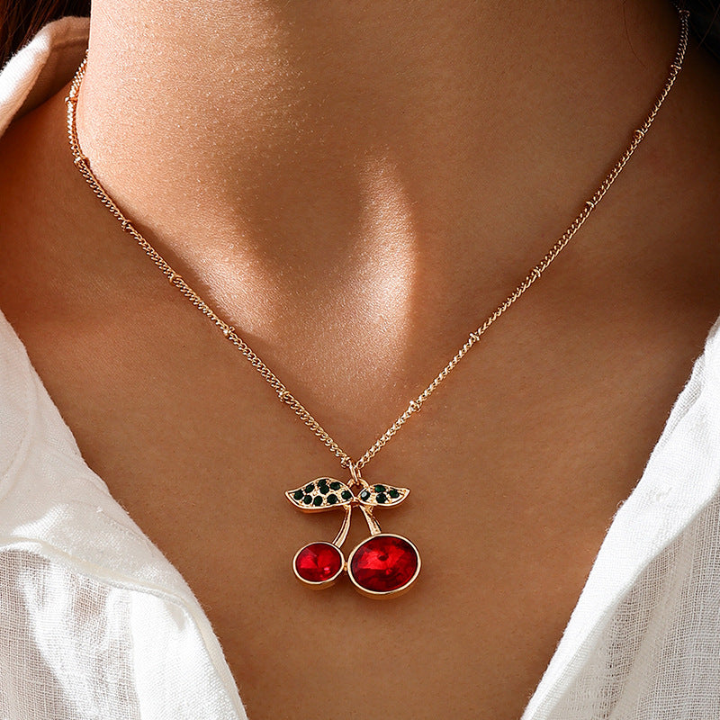 Planderful Vienna Verve Necklace – Cute Metal Cherry Pendant Design